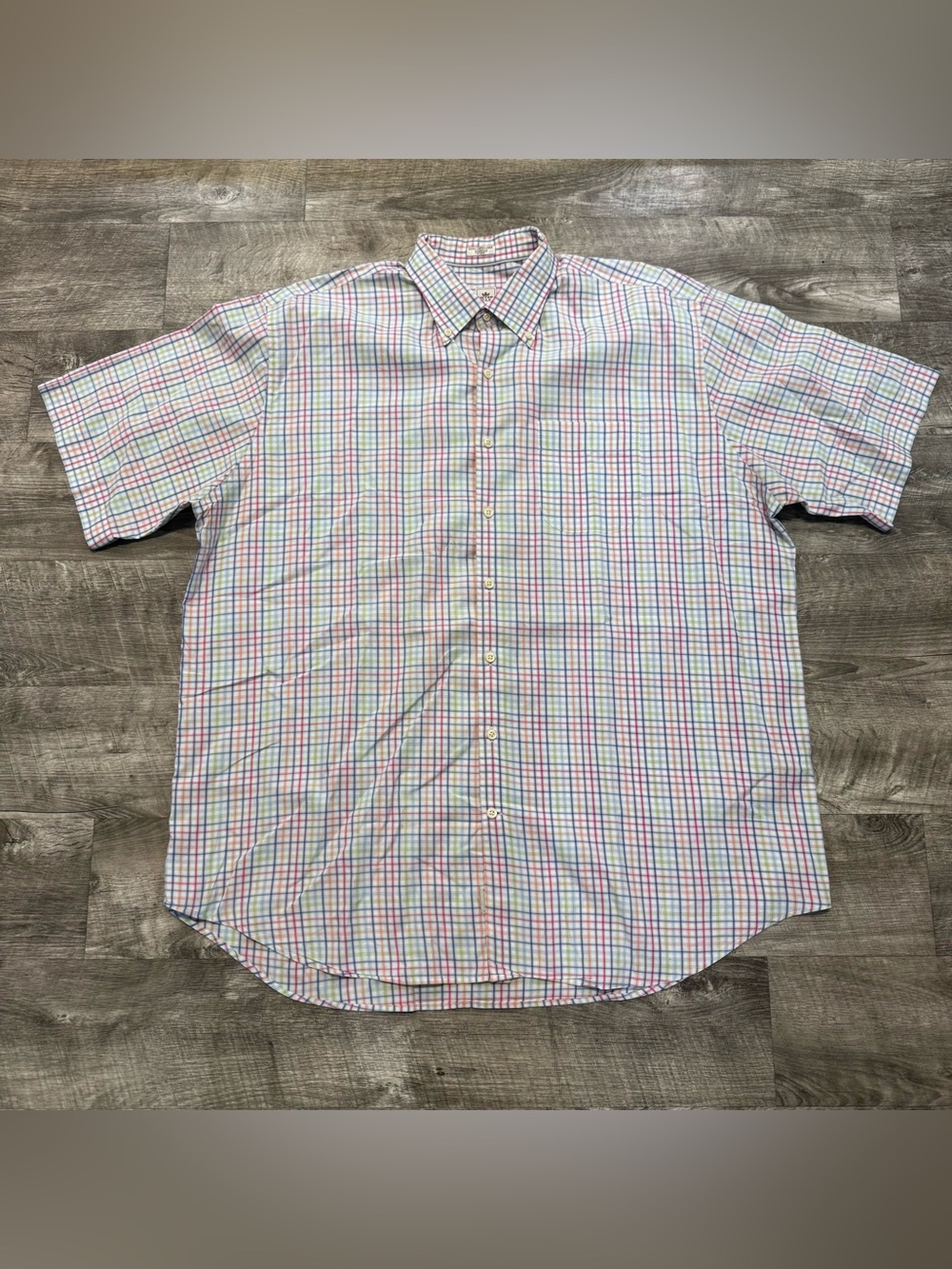 Peter Millar Multi Color Gingham Short Sleeve Button Up Shirt Mens Sz. XXL